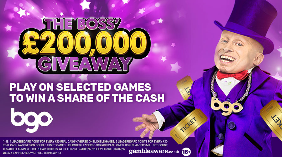 bgo new promotion The Boss £200K giveaway