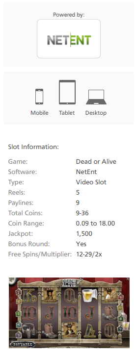 Dead or Alive slot Netent