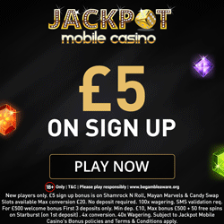 JAckpot mobile casino £5 free on signup