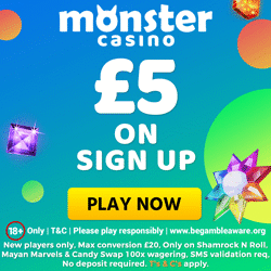 £5 free bonus Monster casino